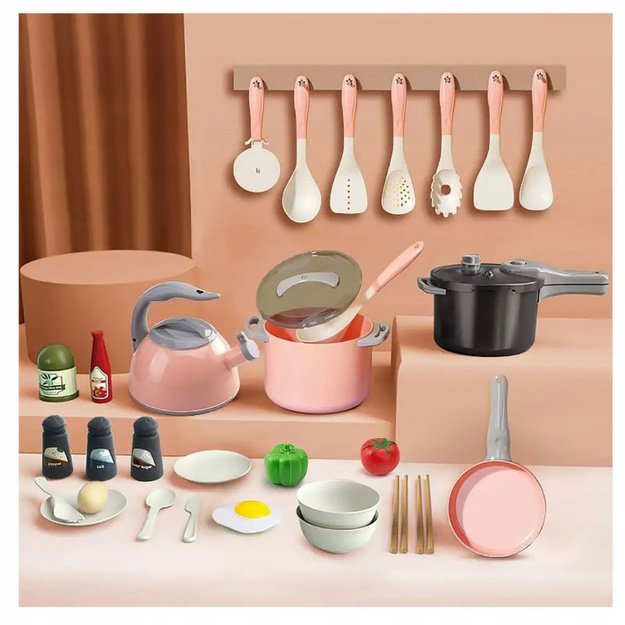 Kitchen Set Pots Cooking Accessories Food Pink 32 pcs. 4
