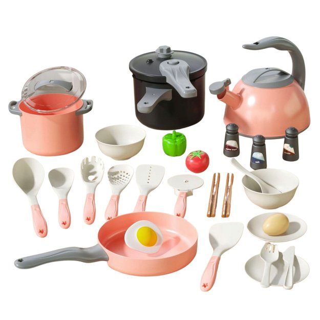 Kitchen Set Pots Cooking Accessories Food Pink 32 pcs. 1