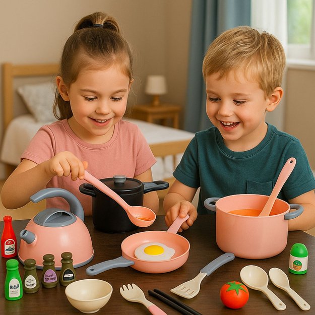 Kitchen Set Pots Cooking Accessories Food Pink 32 pcs. 3