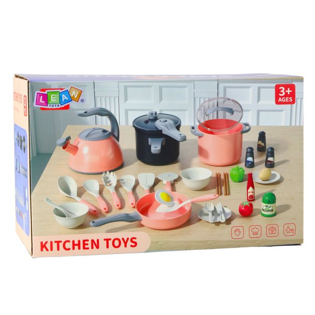 Kitchen Set Pots Cooking Accessories Food Pink 32 pcs. 6