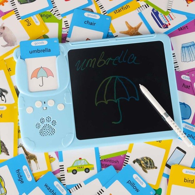 Anglų kalbos žodyno mokymosi kortelių skaitymo kortelė flipchart blue 9