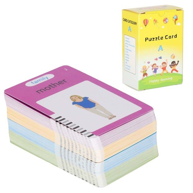 Anglų kalbos žodyno mokymosi kortelių skaitymo kortelė flipchart blue 5