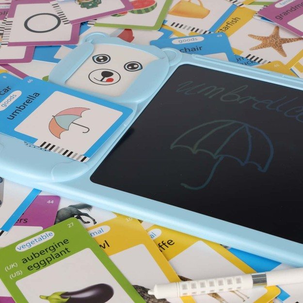 Anglų kalbos žodyno mokymosi kortelių skaitymo kortelė flipchart blue 11