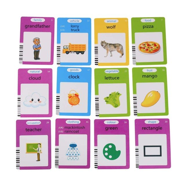 Anglų kalbos žodyno mokymosi kortelių skaitymo kortelė flipchart blue 7