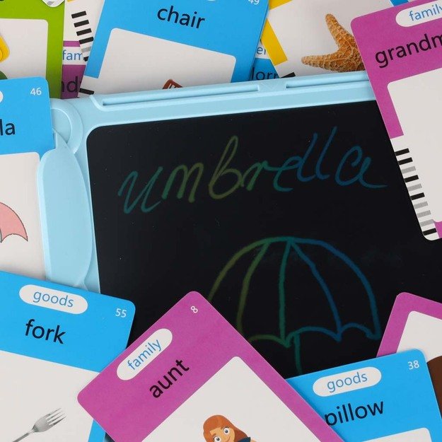 Anglų kalbos žodyno mokymosi kortelių skaitymo kortelė flipchart blue 10