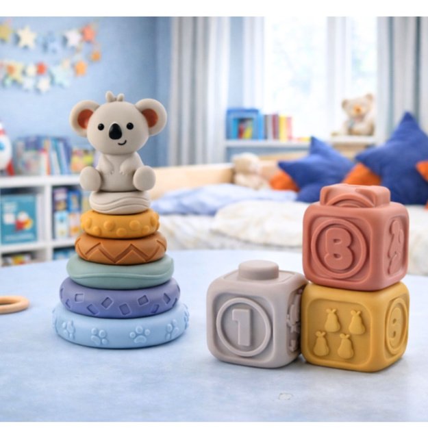 Sensory Educational Blocks Tower of Soft Rubber Blocks Koala 13 pcs. 3