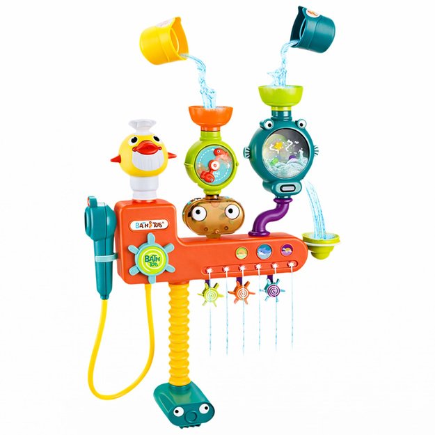 Perpildymo vonios žaislas su ratukais ir puodeliais duše 1