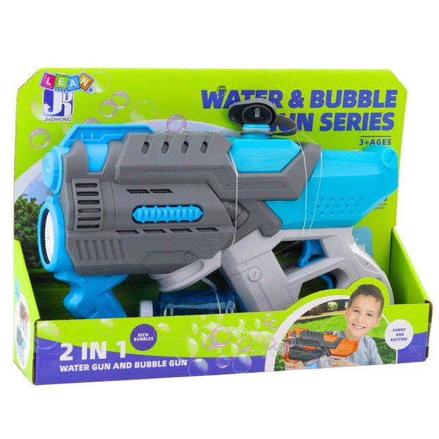 Electric Water Gun Soap Bubbles 2in1 Gray Blue 3