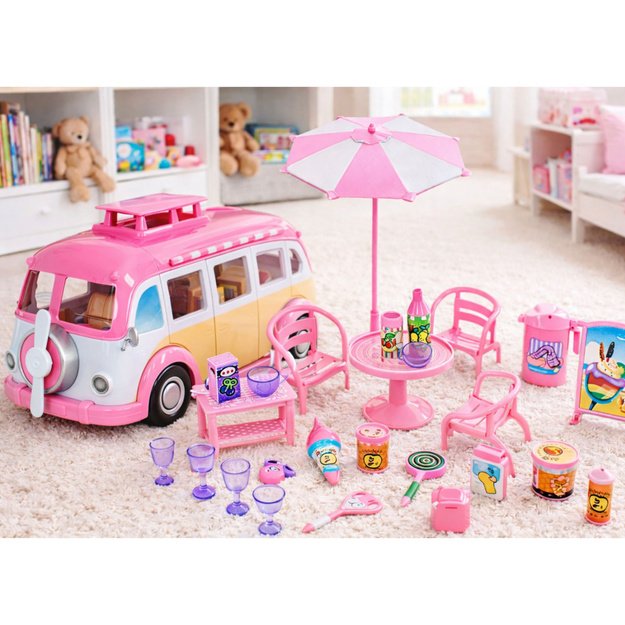 Ica Cream Car Camper Ice Cream Parlor For Dolls Foldable Pink 3