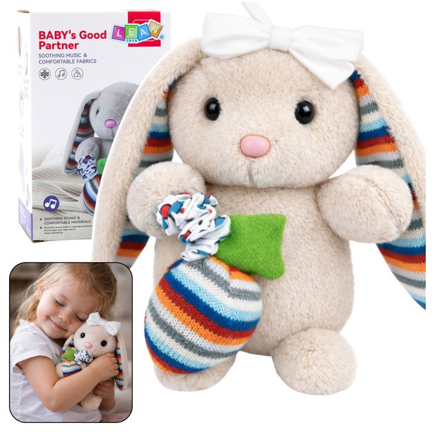 MINKŠTAS PLIUŠINIS ZUIKUTIS SU MUZIKINE DĖŽUTE IR LOPŠINE