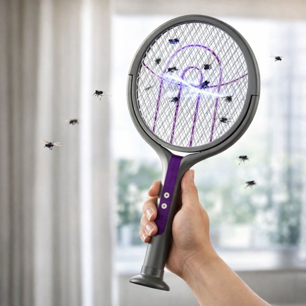  2 in 1 elektrinė vabzdžių raketė ir uodų lempa su baterija 4