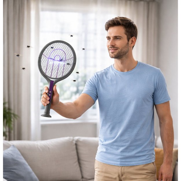  2 in 1 elektrinė vabzdžių raketė ir uodų lempa su baterija 6