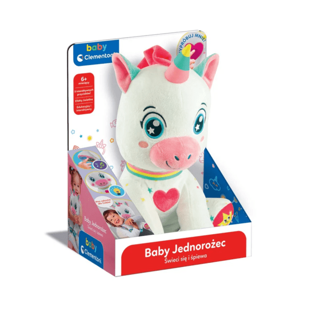 Saldus interaktyvus pliušinis vienaragis, šviečia ir dainuoja lenkų kalba Clementoni 50937 1