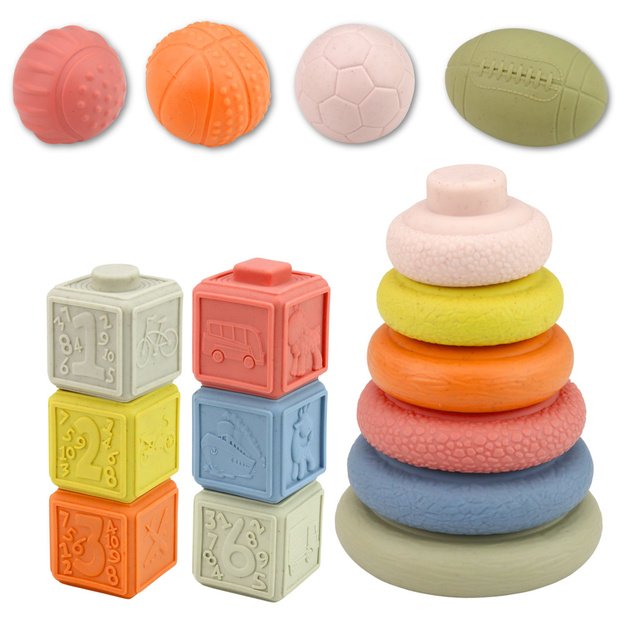 Set of Soft Sensory Toys Balls Pyramid Blocks 18 pcs. 1