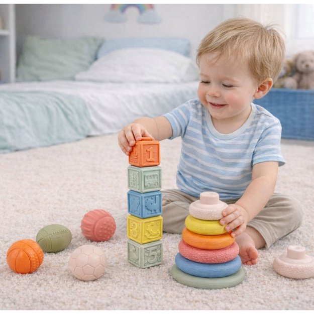 Set of Soft Sensory Toys Balls Pyramid Blocks 18 pcs. 2