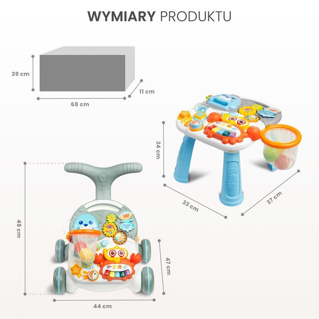 PUSHER-TABLE 2IN1 SPARK GREY