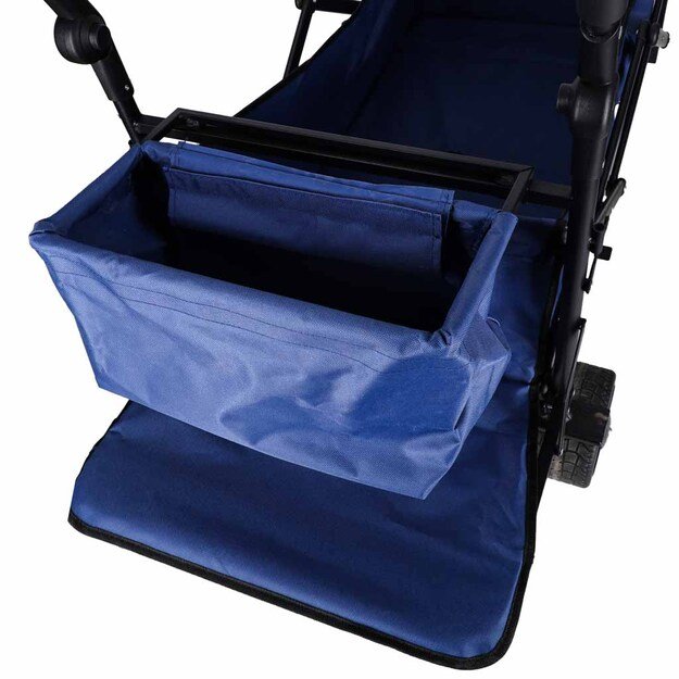 LUARO paplūdimio transportavimo vežimėlis sulankstomas su stogeliu ir tinkleliu tamsiai mėlyna