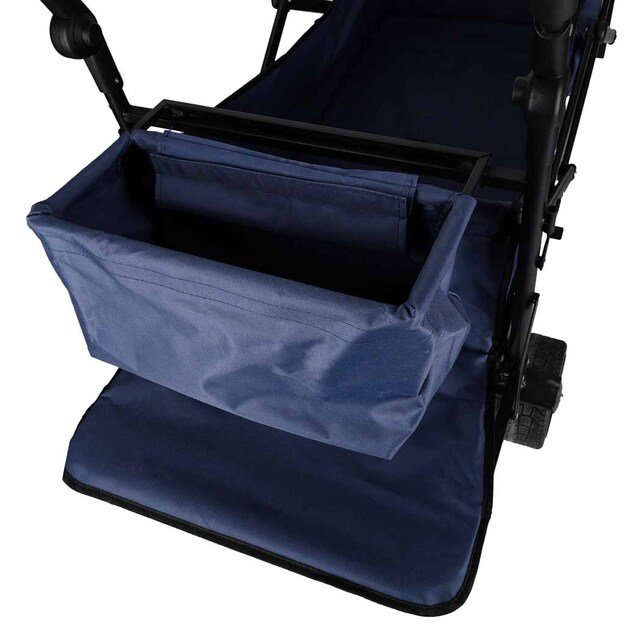 LUARO paplūdimio transportavimo vežimėlis sulankstomas su stogeliu ir tinkleliu tamsiai mėlyna