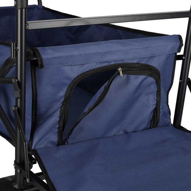 LUARO paplūdimio transportavimo vežimėlis sulankstomas su stogeliu ir tinkleliu tamsiai mėlyna