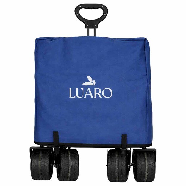 LUARO paplūdimio transportavimo vežimėlis sulankstomas su stogeliu ir tinkleliu tamsiai mėlyna