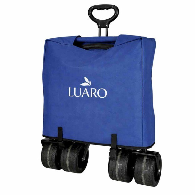 LUARO paplūdimio transportavimo vežimėlis sulankstomas su stogeliu ir tinkleliu tamsiai mėlyna