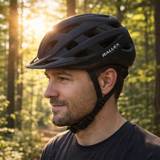 RALLEX moteri&scaron;kas dviratininko &scaron;almas vyri&scaron;kas reguliuojamas juodas L 58-62cm 9