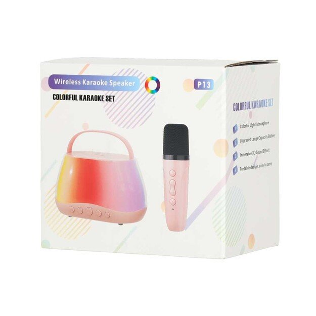 Karaokės rinkinys  Bluetooth  garsiakalbis LED RGB 2 mikrofonai USB 8