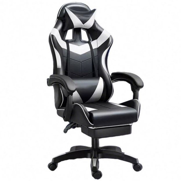 LEAN žaidimų kėdė, juodos ir baltos spalvos