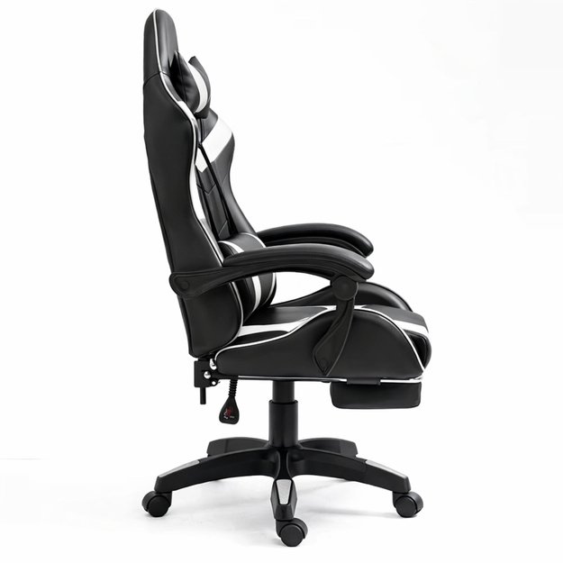 LEAN žaidimų kėdė, juodos ir baltos spalvos