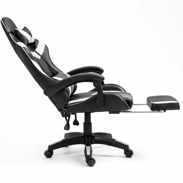 LEAN žaidimų kėdė, juodos ir baltos spalvos