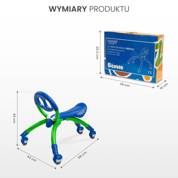 Keturratis paspirtukas Caretero Beetle žalia