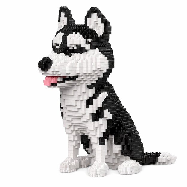 Haskių šunų konstruktorių rinkinys, juodos ir baltos 3D figūrėlės, 1900 vnt.