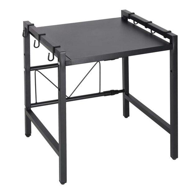 Virtuvės lentyna vir&scaron; mikrobangų krosnelės reguliuojamas metalinis organizatorius 6 pakabos