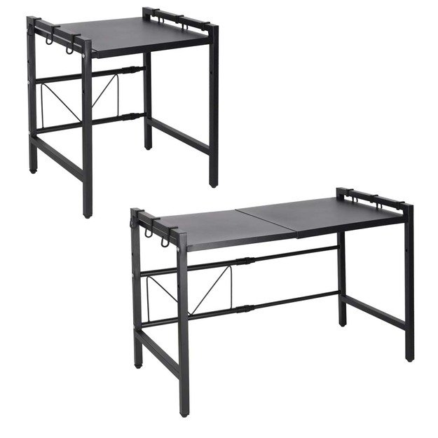 Virtuvės lentyna vir&scaron; mikrobangų krosnelės reguliuojamas metalinis organizatorius 6 pakabos