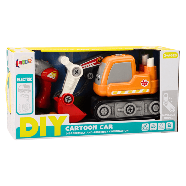 Cartoon Crawler Excavator For Turning DIY Orange