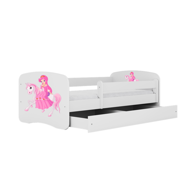 Bed babydreams white princess on horse with drawer with mattress 180/80