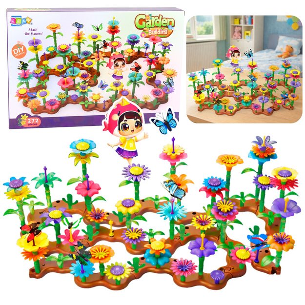 Set of Construction Blocks Creative Garden Flowers Plants 3D 272 pcs.