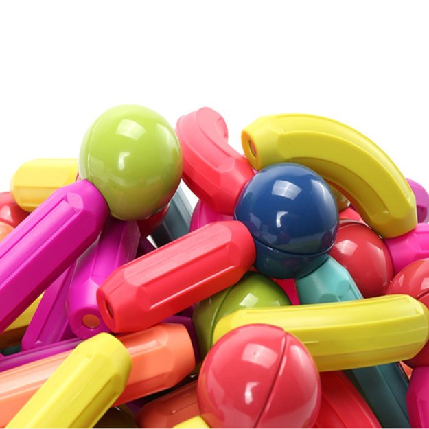 Set of Magnetic Construction Blocks in a Box 3D Sticks 166 pcs.