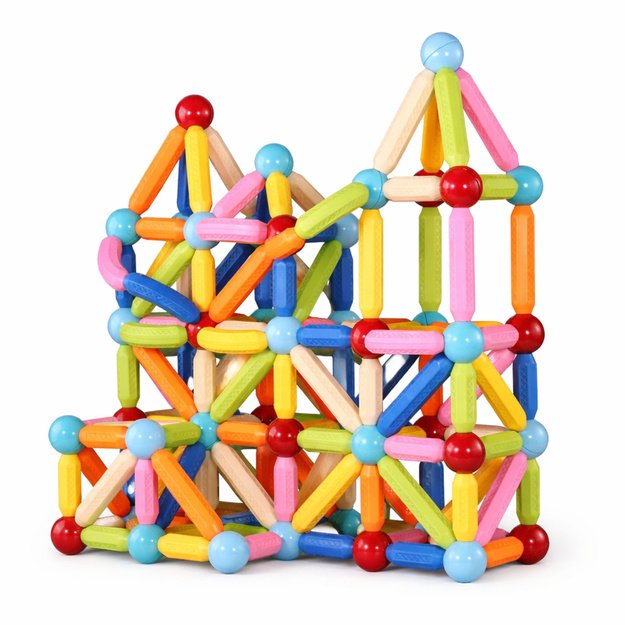 Set of Magnetic Construction Blocks in a Box 3D Sticks 166 pcs.