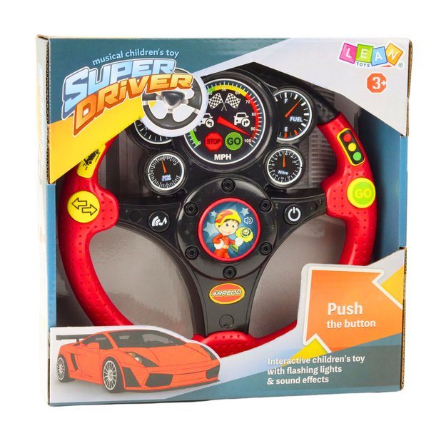 Interactive Steering Wheel For Kids Lights Sounds Vibrations Red 2