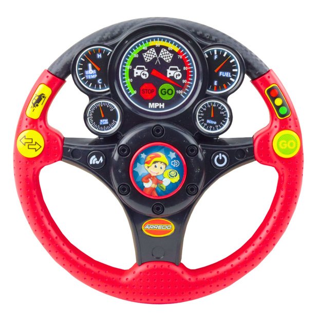 Interactive Steering Wheel For Kids Lights Sounds Vibrations Red 1