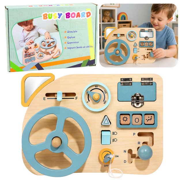 Wooden Manipulation Board Sensory Steering Wheel Switch Lever