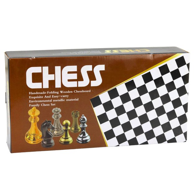 Metal Chess Pieces Set Strategy Game Foldable Board