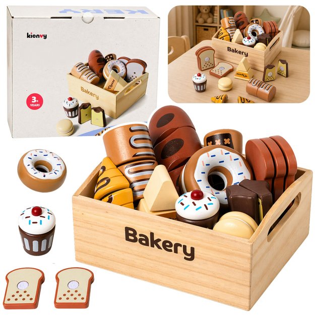 Wooden Mini Bakery Set of Bread with Velcro in a Box 10 pcs.