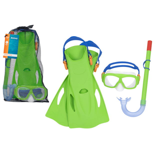 Diving Set Mask, Snorkel, Fins Green Bestway 25019