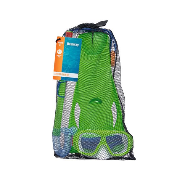 Diving Set Mask, Snorkel, Fins Green Bestway 25019