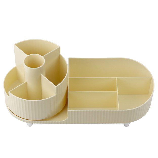Multifunctional Organizer for Cosmetics, Rotating, Roomy, Beige