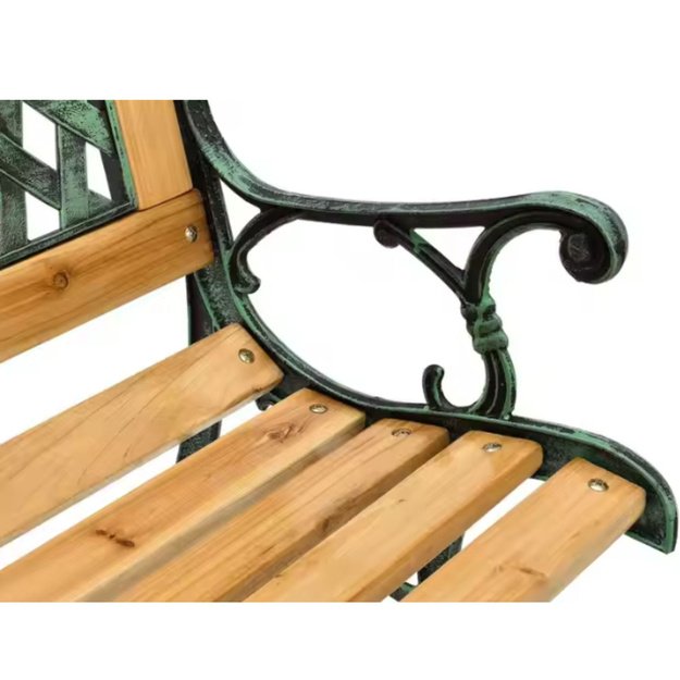 Wooden Garden Bench Metal Park Garden Bench with Backrest