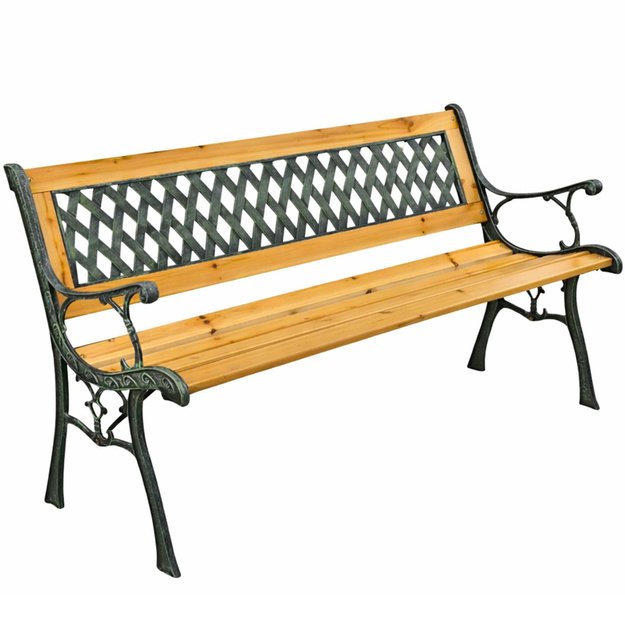Wooden Garden Bench Metal Park Garden Bench with Backrest