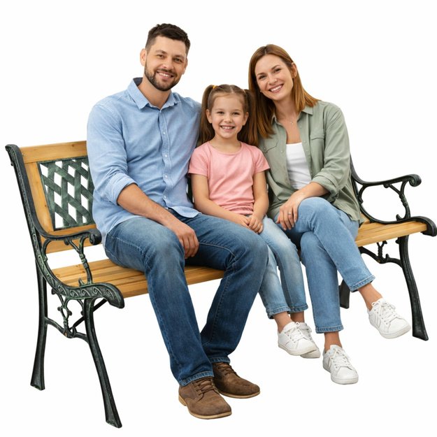 Wooden Garden Bench Metal Park Garden Bench with Backrest